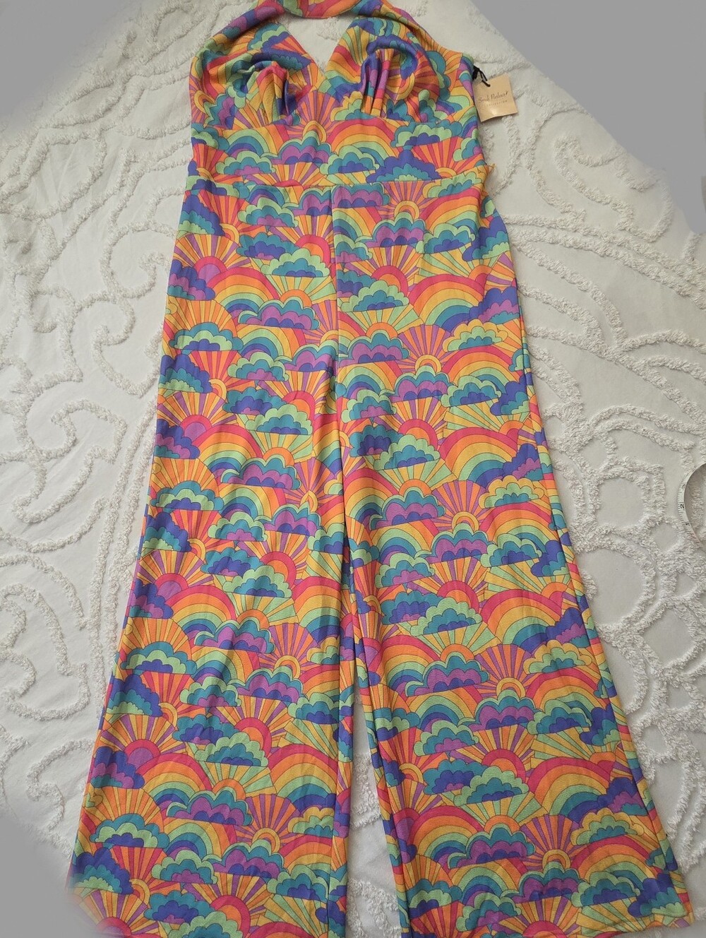 NWT Smak Parlour Glamour Goddess Rainbow Jumpsuit Plus Size 2X Retro Halter
